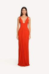 scarlet Draped Gown