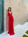 Scarlet Draped Gown