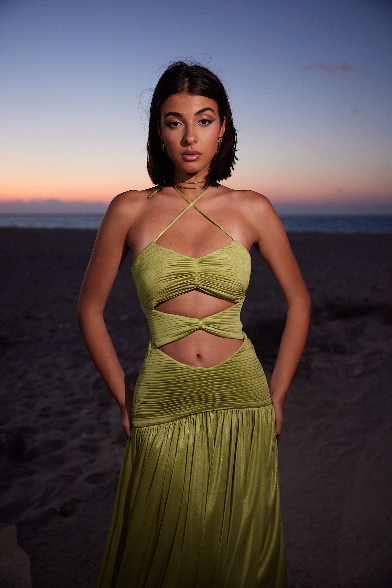 Lime Green Drape Dress Lime Green Drape Dress